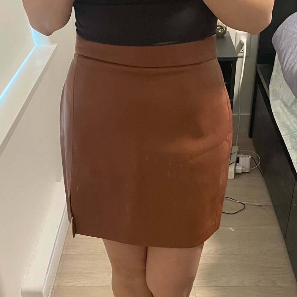 Wilfred Brown Leather Tempest Skirt